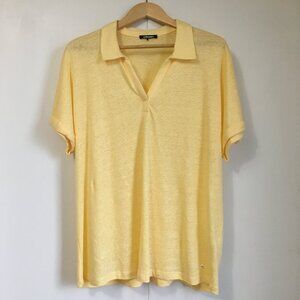 Olsen Cosima Media Sun-Yellow Relaxed Fit 100% Linen Tunic T-Shirt